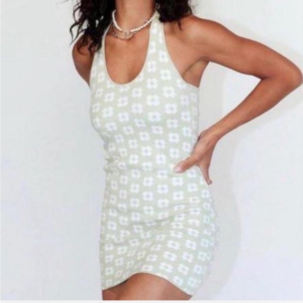 Princess Polly - Floral Green Halter Dress - Adora Mini Dress in Sage